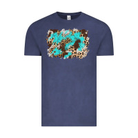 Vintage Denim cowhide leopard turquoise background Vintage Tee - AdoDesignShop