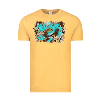 Vintage Mustard cowhide leopard turquoise background Vintage Tee - AdoDesignShop