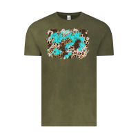 Vintage Olive cowhide leopard turquoise background Vintage Tee - AdoDesignShop