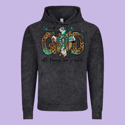 With God All Things Are Possible Gemstone Cross Vintage Hoodie Designed By Jasminsmagicworld