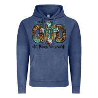 Vintage Denim with god all things are possible gemstone cross Vintage Hoodie - Jasminsmagicworld