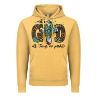 Vintage Mustard with god all things are possible gemstone cross Vintage Hoodie - Jasminsmagicworld