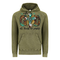 Vintage Olive with god all things are possible gemstone cross Vintage Hoodie - Jasminsmagicworld