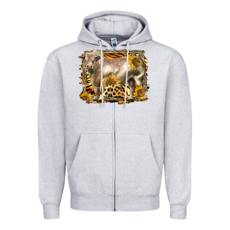 Western Charolais Bull Zipper Hoodie by LillyAllenDesigns | Teevron