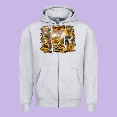 Western Charolais Bull Zipper Hoodie Designed By Lillyallendesigns