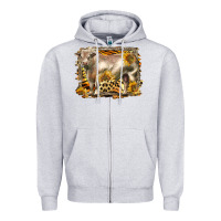 Heather Grey western charolais bull Zipper Hoodie - LillyAllenDesigns
