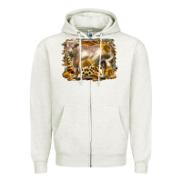 Oatmeal Heather western charolais bull Zipper Hoodie - LillyAllenDesigns