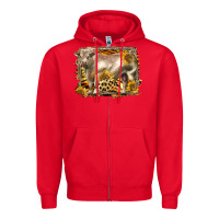 Red western charolais bull Zipper Hoodie - LillyAllenDesigns