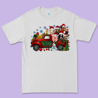 Christmas Farm Animals Truck Premium Tee Designed By Racoondesign