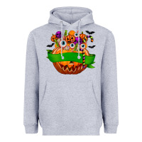 Heather Grey Personalized Boy Halloween Candy Heavyweight Hoodie - texasbilliewilder