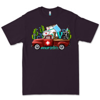 Plum lvn nurse truck with cactus and sunflowers Premium Tee - AdoDesignShop