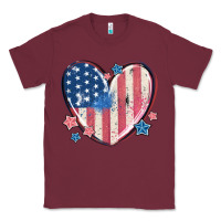 Burgundy usa heart Classic Tee - MaliasSmallBusiness