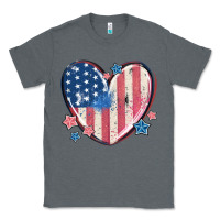 Charcoal Heather usa heart Classic Tee - MaliasSmallBusiness