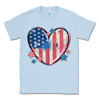 Dusty Blue usa heart Classic Tee - MaliasSmallBusiness