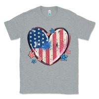 Heather Grey usa heart Classic Tee - MaliasSmallBusiness
