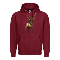 Burgundy elk deer Zipper Hoodie - LillyAllenDesigns