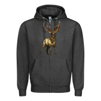 Charcoal Heather elk deer Zipper Hoodie - LillyAllenDesigns