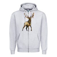 Heather Grey elk deer Zipper Hoodie - LillyAllenDesigns