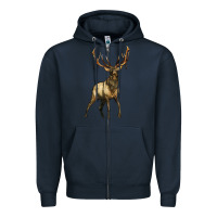 Navy elk deer Zipper Hoodie - LillyAllenDesigns