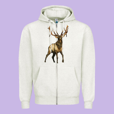 Elk Deer Zipper Hoodie Designed By Lillyallendesigns