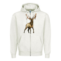 Oatmeal Heather elk deer Zipper Hoodie - LillyAllenDesigns
