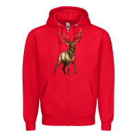 Red elk deer Zipper Hoodie - LillyAllenDesigns