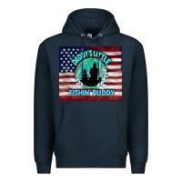 Navy daddy's little fishin buddy Premium Hoodie - TumblerDesignByShophia
