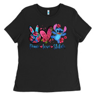 Black peace love stitch Ladies Tee - Zillion Design Studio