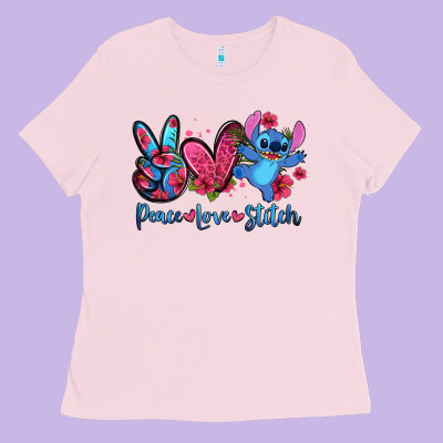 Peace Love Stitch Ladies Tee Designed By Zillion Design Studio
