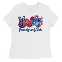 White peace love stitch Ladies Tee - Zillion Design Studio