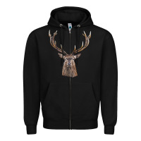 Black elk deer head Zipper Hoodie - LillyAllenDesigns