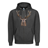 Charcoal Heather elk deer head Zipper Hoodie - LillyAllenDesigns