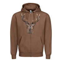 Chestnut elk deer head Zipper Hoodie - LillyAllenDesigns