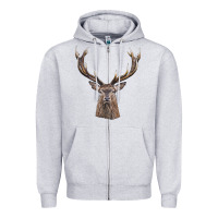 Heather Grey elk deer head Zipper Hoodie - LillyAllenDesigns