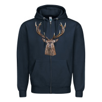 Navy elk deer head Zipper Hoodie - LillyAllenDesigns
