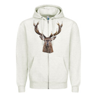 Oatmeal Heather elk deer head Zipper Hoodie - LillyAllenDesigns