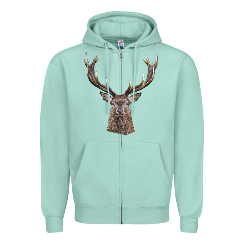 Elk Deer Head Zipper Hoodie by LillyAllenDesigns | Teevron
