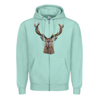 Seafoam elk deer head Zipper Hoodie - LillyAllenDesigns
