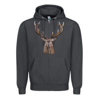 Smoke elk deer head Zipper Hoodie - LillyAllenDesigns