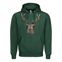 Sports Green elk deer head Zipper Hoodie - LillyAllenDesigns