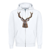 White elk deer head Zipper Hoodie - LillyAllenDesigns