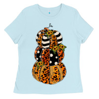 Baby Blue leopard pumpkin polka dot sunflower Ladies Tee - JahusDesignShop