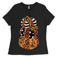 Black leopard pumpkin polka dot sunflower Ladies Tee - JahusDesignShop