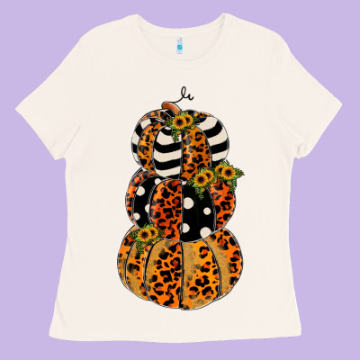 Leopard Pumpkin Polka Dot Sunflower Ladies Tee Designed By Jahusdesignshop
