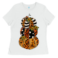 White leopard pumpkin polka dot sunflower Ladies Tee - JahusDesignShop