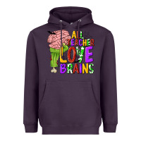 Plum All Teacher Love Brains Heavyweight Hoodie - texasbilliewilder