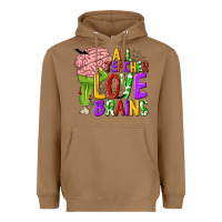 Toasted Coconut All Teacher Love Brains Heavyweight Hoodie - texasbilliewilder