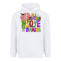 White All Teacher Love Brains Heavyweight Hoodie - texasbilliewilder
