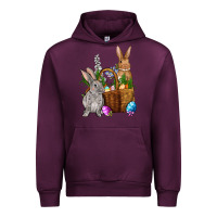 Mauve Wine Bunnys carrots eggs with basket easter Urban Hoodie - OliviaCreatesArt