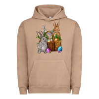 Pigment Burro Bunnys carrots eggs with basket easter Urban Hoodie - OliviaCreatesArt